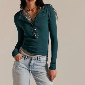 We The Free People Jamie Henley Hunter Green Size L